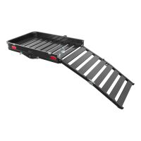 50\" x 30\" Black Aluminum Hitch Cargo Carrier with Ramp (Folding 2\" Shank)