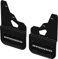 Gatorback CN Bronco Text Logo Mud Flaps - Black/Wrap For 21-25 Bronco w/ Rock Rails; Front